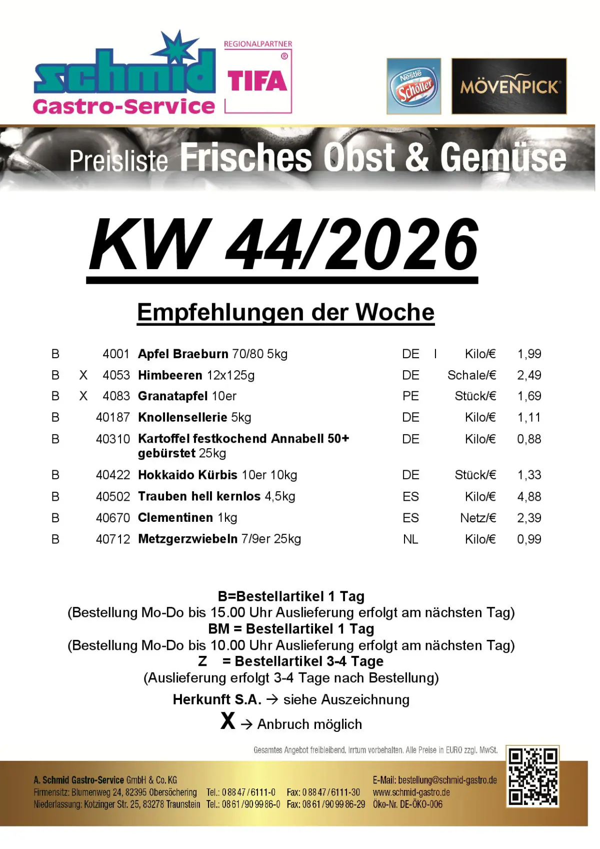 Frisches Obst&Gemüse KW 44/2026